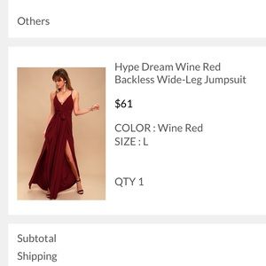 Lulus red jumpsuit with split leg size large